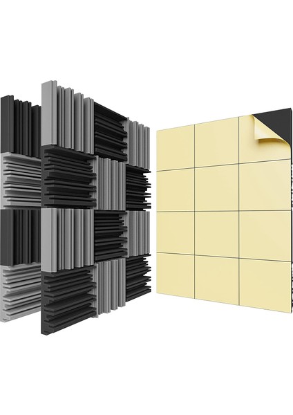 24 Paket Kendinden Yapışkanlı Ses Geçirmez Köpük Paneller, 12 x 12 x 2 Inç Akustik Köpük, Yüksek Esneklik Ses Yalıtımı Dolgu (Yurt Dışından)