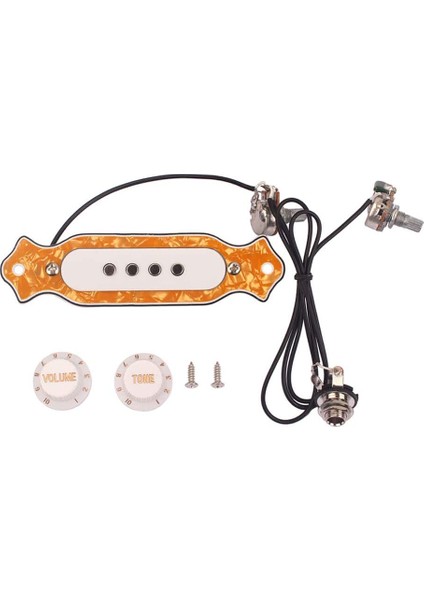 4 Telli Puro Kutusu Gitar Pikap Için Ön Kablolu Pikap Ses Tonu Kontrol Düğmesi ile Humbucker Pikap Sarı (Yurt Dışından)