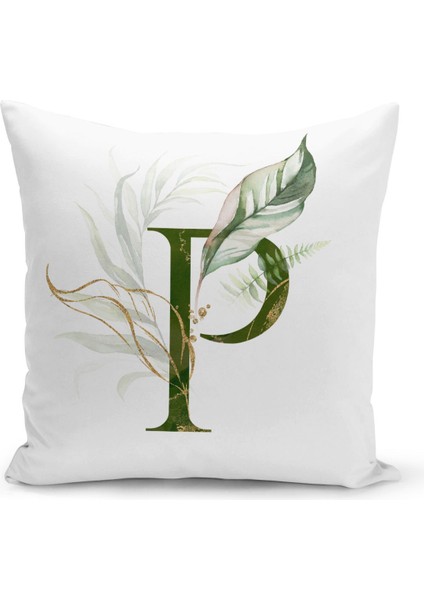 Çift Taraflı Dijital Baskı Kırlent Kılıfı Harf P