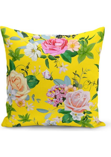 Çift Taraflı Dijital Baskı Kırlent Kılıfı Çiçek Bahçesi