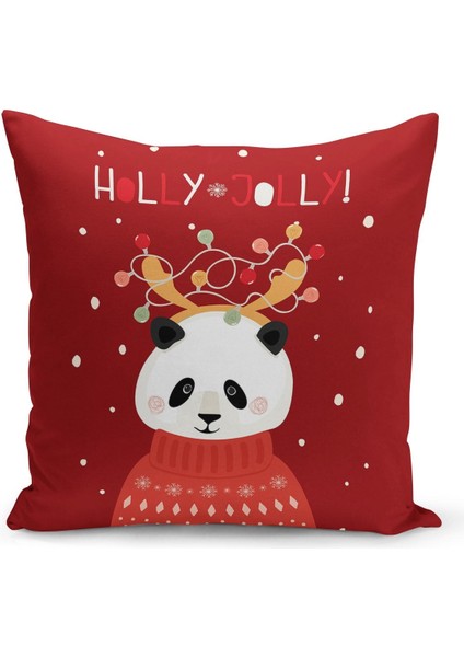 Yılbaşı Christmas Deseni Çift Taraflı Dijital Baskılı Kırlent Kılıfı