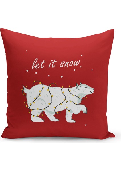 Yılbaşı Christmas Deseni Çift Taraflı Dijital Baskılı Kırlent Kılıfı