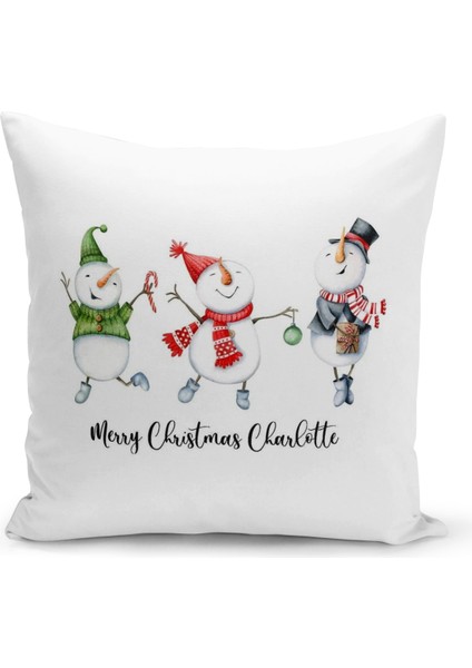 Yılbaşı Christmas Deseni Çift Taraflı Dijital Baskılı Kırlent Kılıfı