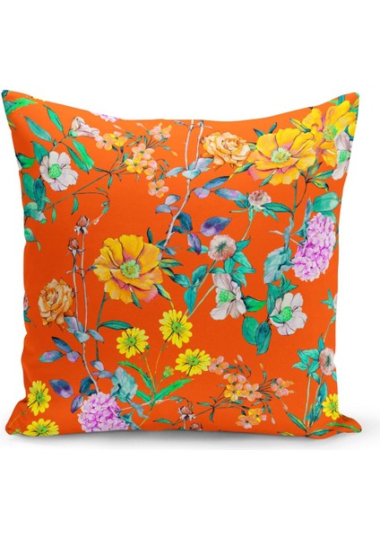 Çift Taraflı Dijital Baskı Kırlent Kılıfı Çiçek Bahçesi