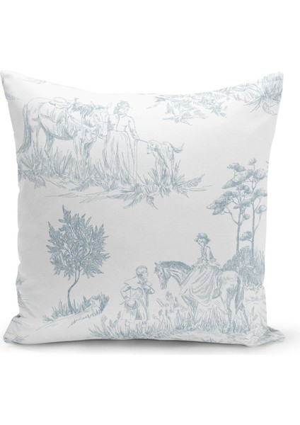 Çift Taraflı Kırlent Kılıfı Toile De Jouy Style