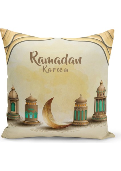 Ramazan Özel Desenli Çift Taraflı Dijital Baskılı Kırlent Kılıfı
