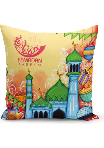 Ramazan Özel Desenli Çift Taraflı Dijital Baskılı Kırlent Kılıfı