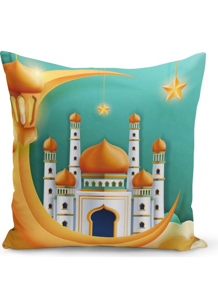 Ramazan Özel Desenli Çift Taraflı Dijital Baskılı Kırlent Kılıfı