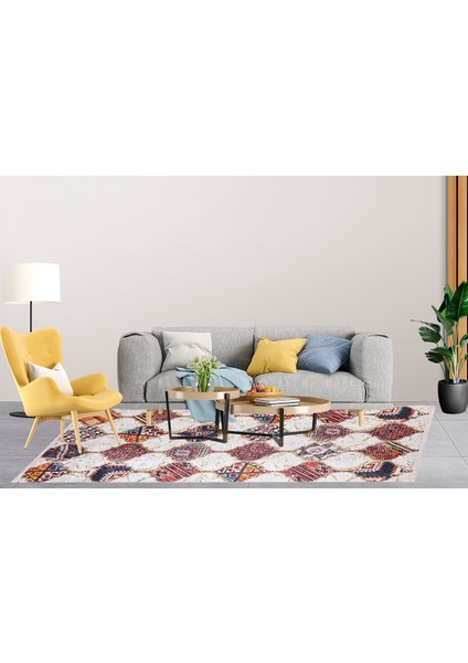 Modern Bej Dijital Baskı Hipoalerjenik Kaymaz Taban Halı Yolluk HA117 indirimleri