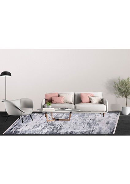 Modern Gri Dijital Baskı Hipoalerjenik Kaymaz Taban Halı Yolluk HA124 fırsatları