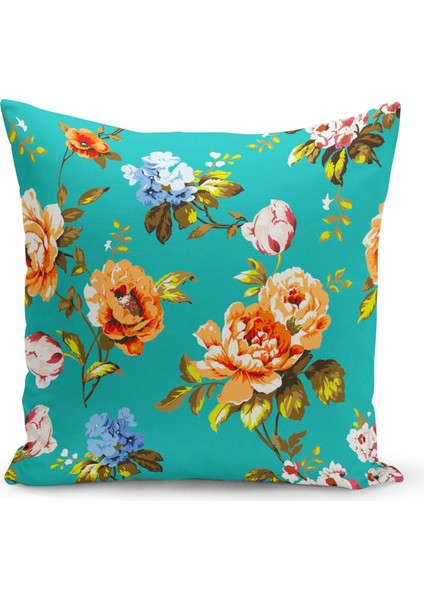 Çift Taraflı Dijital Baskı Kırlent Kılıfı Çiçek Bahçesi