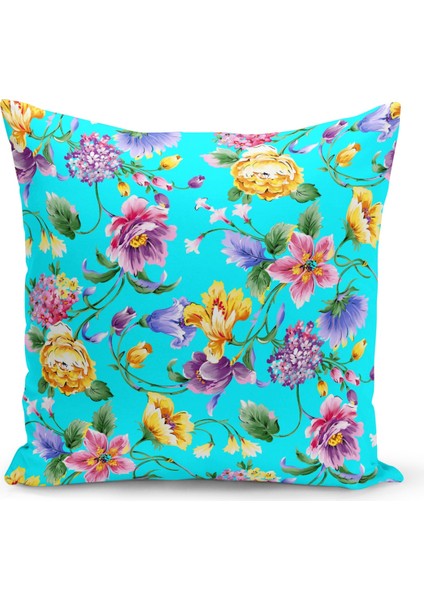 Çift Taraflı Dijital Baskı Kırlent Kılıfı Çiçek Bahçesi