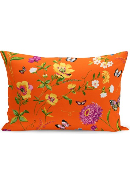 Çift Taraflı Dijital Baskı Kırlent Kılıfı Çiçek Bahçesi