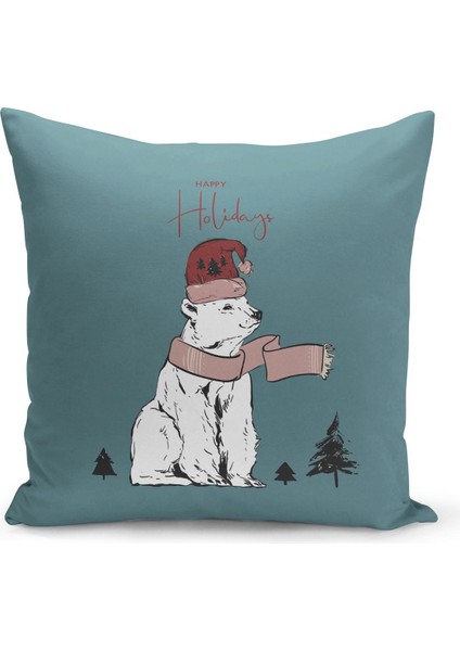 Yılbaşı Christmas Deseni Çift Taraflı Dijital Baskılı Kırlent Kılıfı