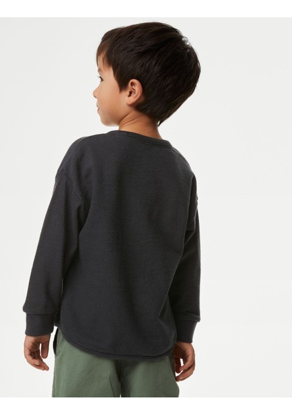 Slogan Desenli Yuvarlak Yaka Sweatshirt