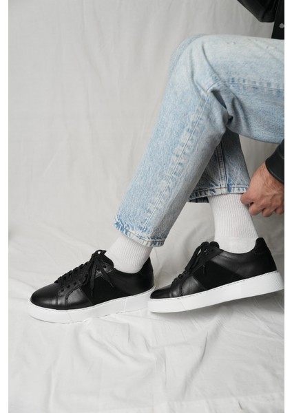 Rossini Model Deri El Yapımı Erkek Siyah Sneaker