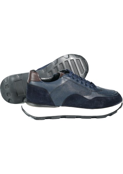 Edmond Model Deri El Yapımı Erkek Lacivert Sneaker