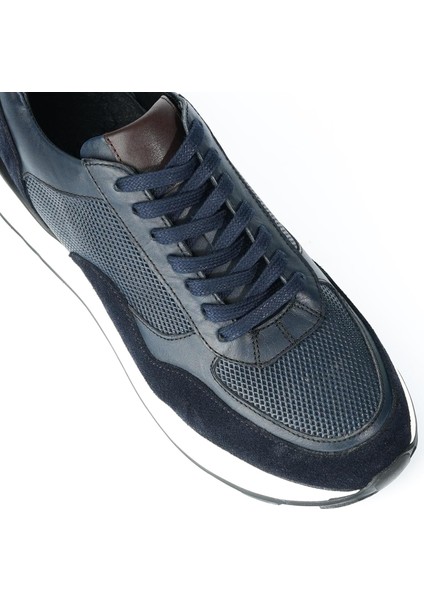 Edmond Model Deri El Yapımı Erkek Lacivert Sneaker