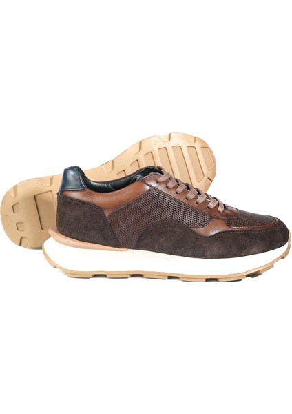 Edmond Model Deri El Yapımı Erkek Kahverengi Sneaker