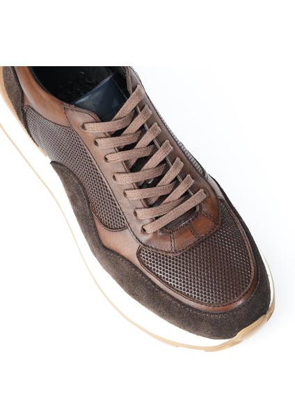 Edmond Model Deri El Yapımı Erkek Kahverengi Sneaker