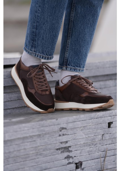Edmond Model Deri El Yapımı Erkek Kahverengi Sneaker