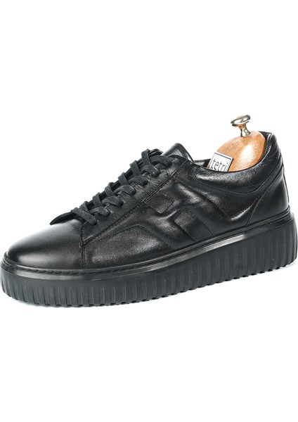 Dantes Model Deri El Yapımı Erkek Siyah Günlük Sneaker