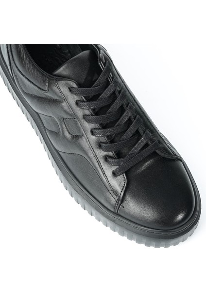 Dantes Model Deri El Yapımı Erkek Siyah Günlük Sneaker