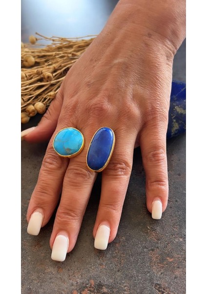 925 Ayar Gümüş Turkuaz Doğaltaş Lapis Lazuli Yüzük Kolye Küpe Takı Set fırsatları
