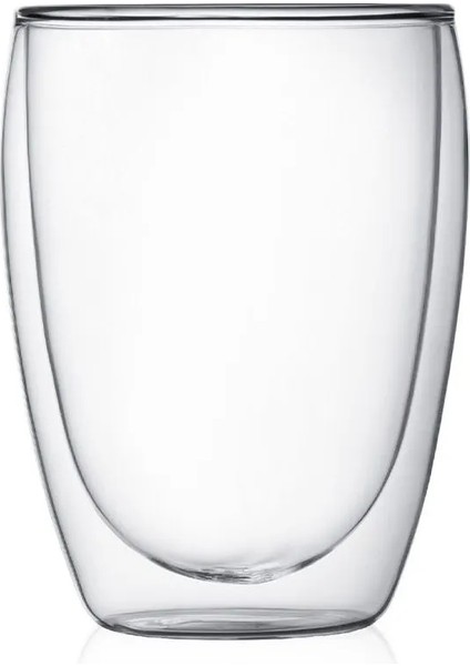 Yeni Tasarım Çift Cidarlı Borosilikat 350 ml Şeffaf Cam Bardak 4 Adet-2772
