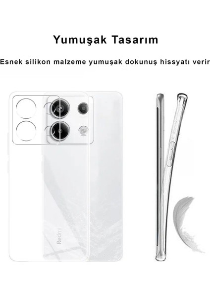 Xiaomi Redmi Note 13 Pro 5g Kılıf Şeffaf Kamera Korumalı Esnek Yumuşak Silikon