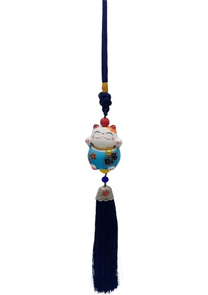 Feng Shui Maneki Neko Şans Kedisi Mavi No.1