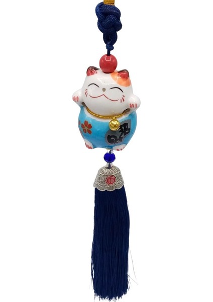 Feng Shui Maneki Neko Şans Kedisi Mavi No.1