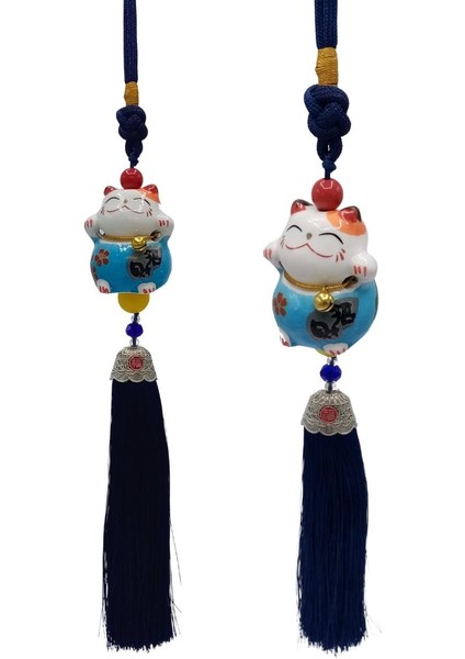 Feng Shui Maneki Neko Şans Kedisi Mavi No.1