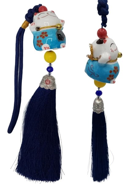 Feng Shui Maneki Neko Şans Kedisi Mavi No.1