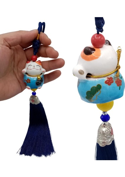 Feng Shui Maneki Neko Şans Kedisi Mavi No.1