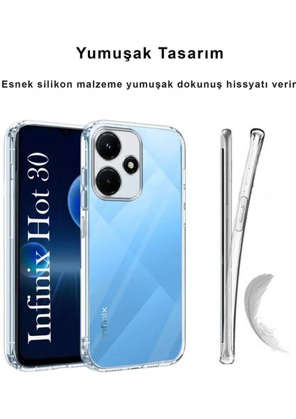 Infinix Hot 30 Kılıf Şeffaf Kamera Korumalı Esnek Yumuşak Silikon