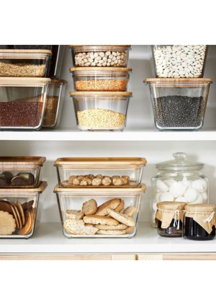 365+ 1,8 Lt Bambu 21X15X12 cm Vakumlu Dikdörtgen Bambu Kapaklı Saklama Kabı Cam - Bambu fiyatları