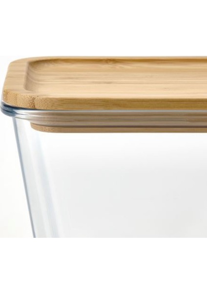 365+ 1,8 Lt Bambu 21X15X12 cm Vakumlu Dikdörtgen Bambu Kapaklı Saklama Kabı Cam - Bambu modelleri