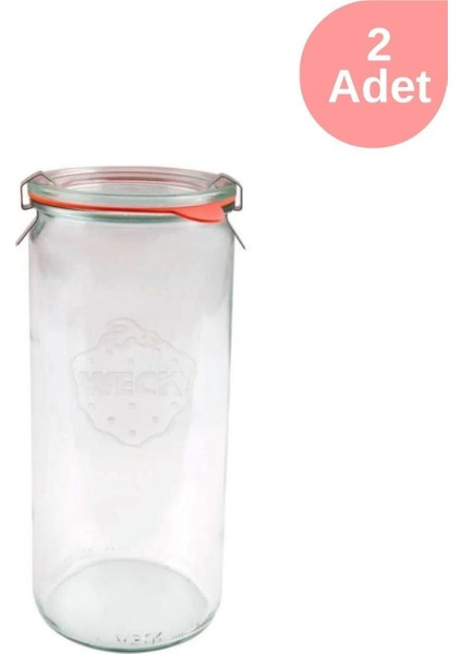 1040 ml Silindir Cam Kavanoz Seti (2 Adet)