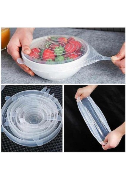 6'lı Silikon Streç Kapak Tabak Bardak Gıda Bonesi Tencere Bonesi