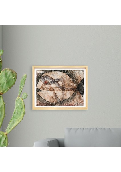 Paul Klee Fish Doğal Ahşap Çerçeveli Tekli Tablo Seti