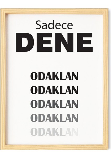Yazı Odaklan Ahşap Çerçeveli Poster Tekli Dekor Duvar Tablo Seti fiyatları