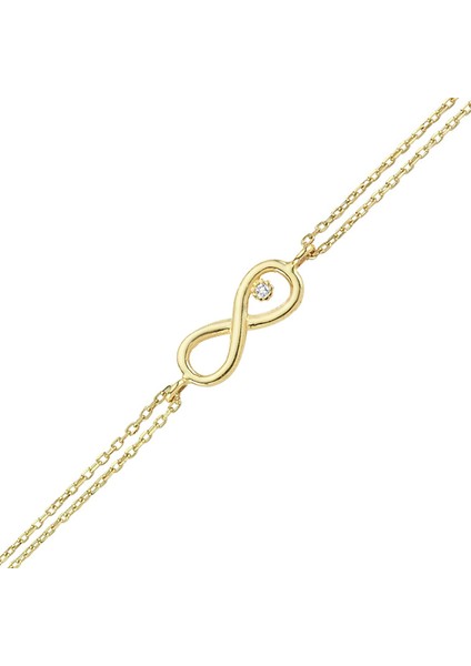 Gümüş Gold Renk Tektaş Sonsuzluk Bileklik