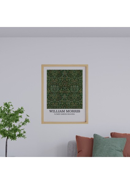 William Morris Flower Garden Doğal Ahşap Çerçeveli Tekli Tablo Seti