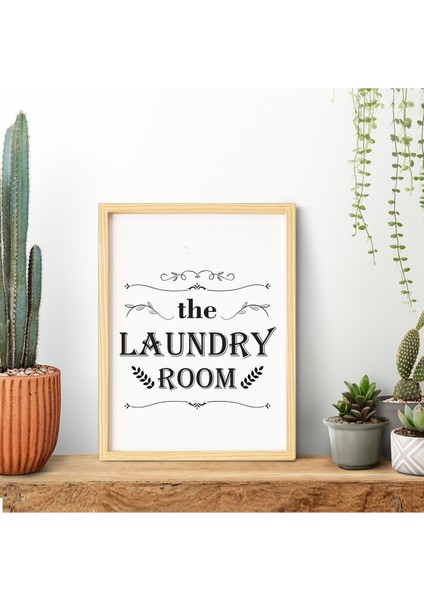 Çamaşır Odası-Laundry Room Ahşap Çerçeveli Poster Tekli Dekor Duvar Tablo Seti