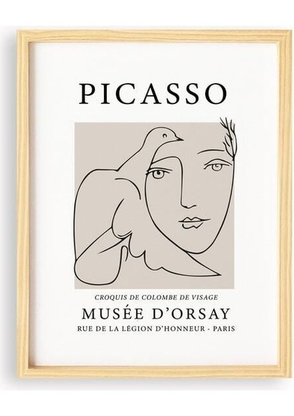 Ayışığı Dizayn Pablo Picasso Visage Doğal Ahşap Çerçeveli Tekli Tablo Seti