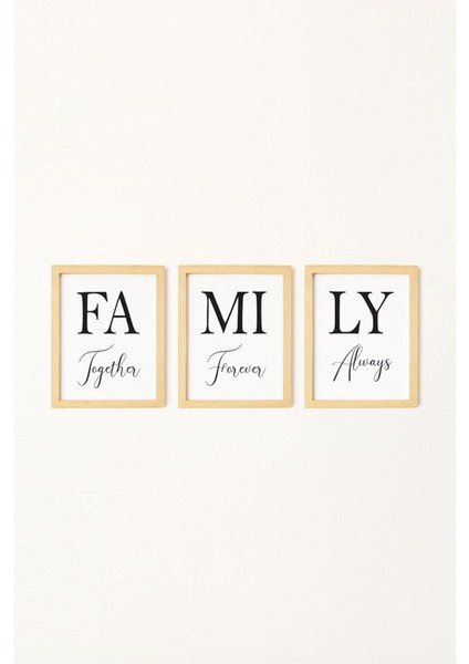 Family Doğal Ahşap Çerçeveli 3'lü Tablo Seti fiyatları