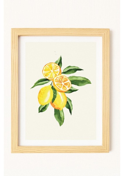Mutfak Kitchen Zeytin Limon Olive Lemon Ahşap Çerçeveli Poster 2'li Duvar Tablo Seti modelleri