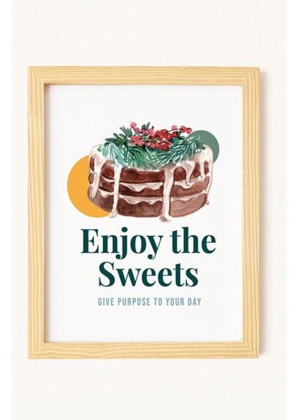 Mutfak Tatlı Keyif Doğal Ahşap Çerçeveli 4'lü Tablo Seti indirimleri