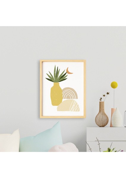 Bohem-Vase1-Vazo Doğal Ahşap Çerçeveli Tekli Tablo Seti